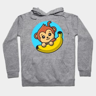 Cute Monkey Holding Banana Hoodie